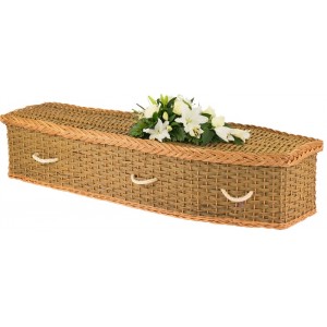 English Wicker / Willow Eco Elite Imperial Traditional Coffin – Fern Green & Natural